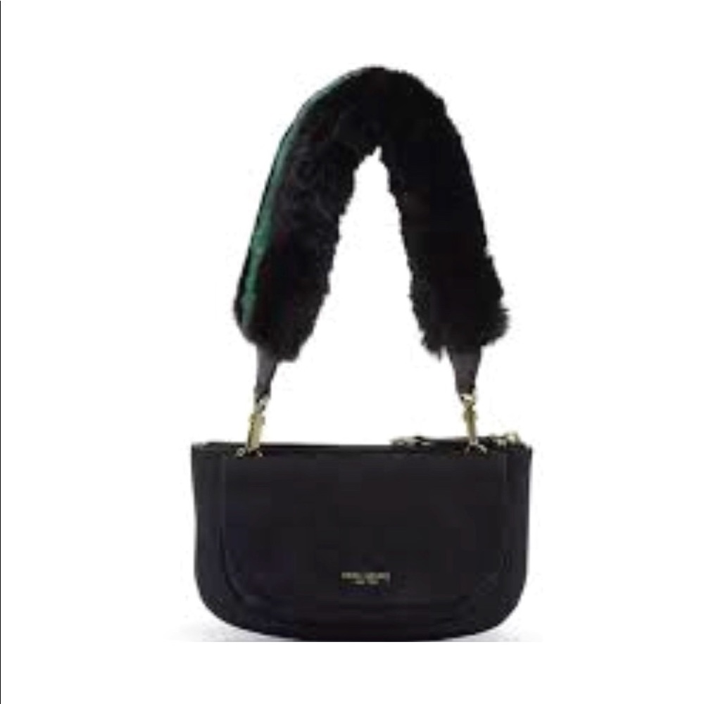 New Henri Bendel Green faux fur shoulder strap